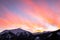 View from Hohentauern to sunset over snowy winter mountain Lackneralm