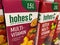 View on hohes c multivitamin juice carton boxes in shelf of german supermarket
