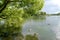 View of Holguin a pond in Kolonistsky park. Peterhof