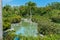 View of home tropical garden river with various pl