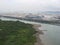 View of Hong Kong airport from Ngong Ping cableway, Tung Chung, Lantau island, Hong Kong