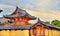 View of Horyu-ji temple in Ikaruga, Nara