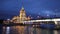 View of the hotel Ukraine, Novoarbatsky bridge, Moscow river at night, Moscow,