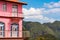 View of the hotel and Vinales valley, Pinar del Rio, Cuba. Close-up.