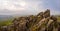 A view of Hound Tor in Dartmoor National Park is a vast moorland in the county of Devon, in southwest England