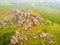 A view of Hound Tor in Dartmoor National Park is a vast moorland in the county of Devon, in southwest England