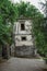 View of house amidst the vegetation in the Park of Bomarzo.