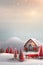 View of a house beautifully decorated in snow in Christmas with decorated trees Generative AI