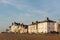 View of houses facing Aldeburgh Beach. UK