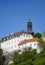 View of houses on the hill Toompea hill and St.Mary Church. Old city, Tallinn, Estonia