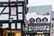 View of houses and street of Alsfeld city, Germany. Historic city in Hesse, Vogelsberg, with old medieval frame half