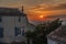 View of houses at sunrise in the village of ChÃ¢teauneuf-de-Gadagne.