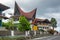 View of houses of village Tuktuk on island Samosir on Lake Toba