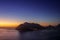 View of Hout Bay and  harbor at sunset on a beautiful morning, Cape Town