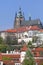 View of Hradcany, the royal district of the city with St. Vitus Cathedral and Prague Castle, Prague, Czech Republic