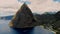 view at the huge Pitons of Saint Lucia or St Lucia Caribbean