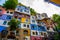 View of Hundertwasser house in Vienna, Austria. Hundertwasserhaus apartment house is famous attraction