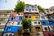 View of Hundertwasser house in Vienna, Austria. Hundertwasserhaus apartment house is famous attraction Vienna, Austria