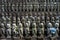 View of hundreds of small statues of the Jizo Bodhisattva at Hase Temple in Kamakura, Japan