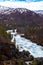 View on ice mountain, forest and river, Norway