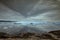 View on the icebergs under the dramatic sky