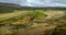 A view of an Icelandic valley from a mountain above