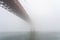 View of the iconic Golden Gate Bridge in the fog