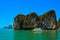 View of the iconic limestone formations of Phuket, en route to James Bond Island, Thailand