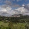 View of the idyllic whitewashed Andalusian town of Gaucin in the Sierra del Hacho mountains