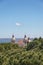 View of Igreja de Sao Vicente de Fora from Castelo de Sao Jorge on a sunny day, Lisboa, Portugal