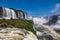 View of the Iguazu Falls. In the background, the Garganta del Diablo the Devil`s Throat.