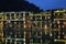 View of illuminated riverside houses in Fenghuang