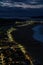 View of the illuminated streets of Nazare from the lighthouse