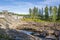 View of The Imatrankoski rapid The Imatra Rapid and the hydroelectric powerplant dam in summer, Vuoksi River, Imatra, Finland