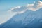 View of the impressive snowy mount Taygetus from Lakonia, Greece