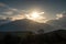 View of the impressive snowy mount Taygetus from Lakonia, Greece