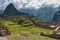 View of the Incan stone ruins at Machu Picchu