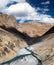 View from Indian himalayas - mountain and river valley