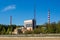 View of industrial buildings. Buildings of the Obninsk nuclear power plant