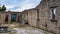 view of the inner courtyard of the medieval castle of Laviano, Italy