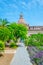 View of an inner garden of the University of Catania residing in the former monastery of benedettini di san Nicolo, Sicily, Italy