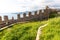 View of the inner, seaward, castle part of Alanya castle in Alanya, Antalya, Turkey on April 3, 2021.