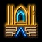 view inside catholic church neon glow icon illustration