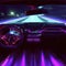 View inside futuristic supercar above the dashboard, purple neon, generative AI