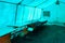 View inside the medical tent of a field hospital for emergencies. Background with selective focus and copy space