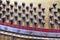 View inside of an old piano, repair and tuning of keyboard musical instruments