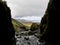 View from inside Raudfeldsgja gorge in Snaefellsnes Peninsula, Iceland.