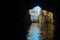 View from inside of a sea cave, a local landmark on the island of Malta