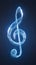 view Intriguing 3D rendering features music note with blue tech design