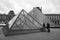 View of Inverted Pyramid architect Pei Cobb Freed in Louvre Museum